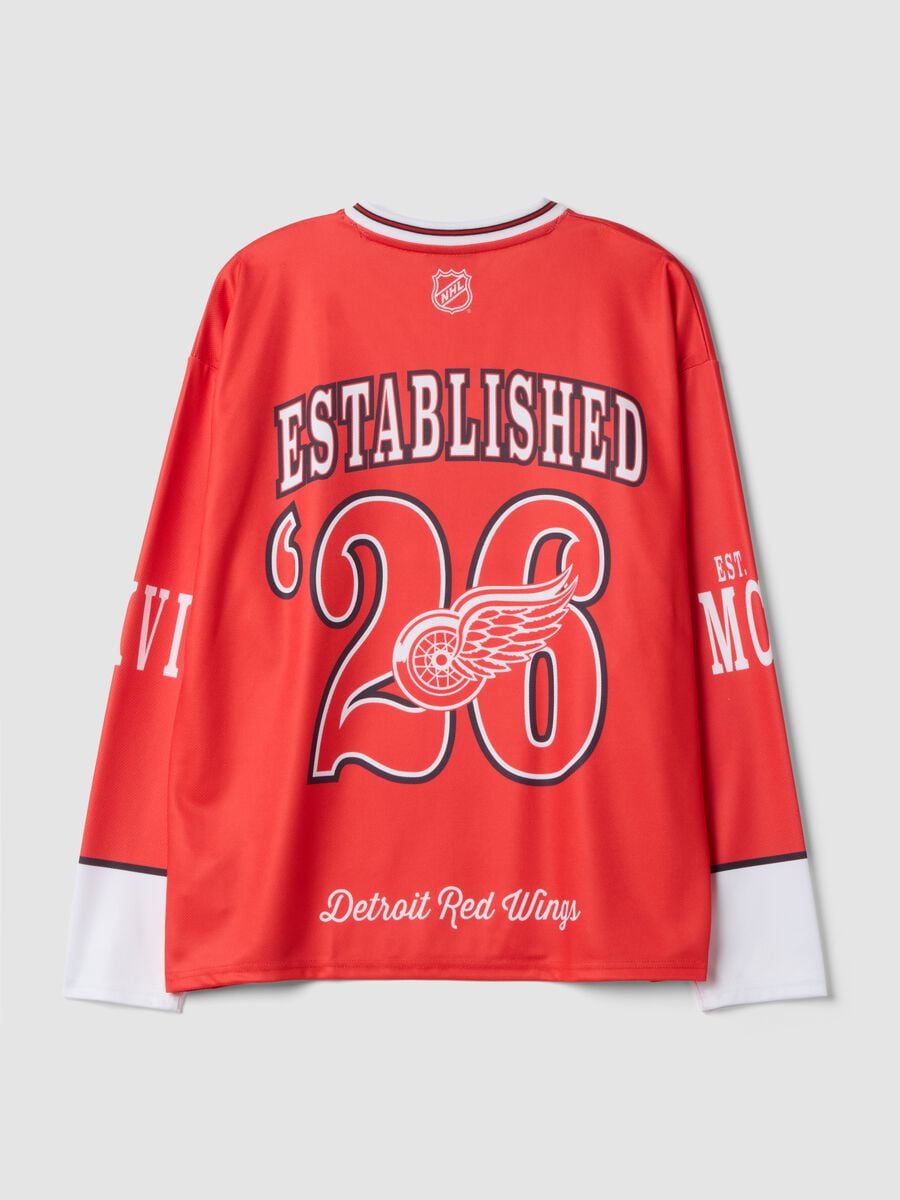 Red and white hockey-style T-shirt with Detroit Red Wings print_2