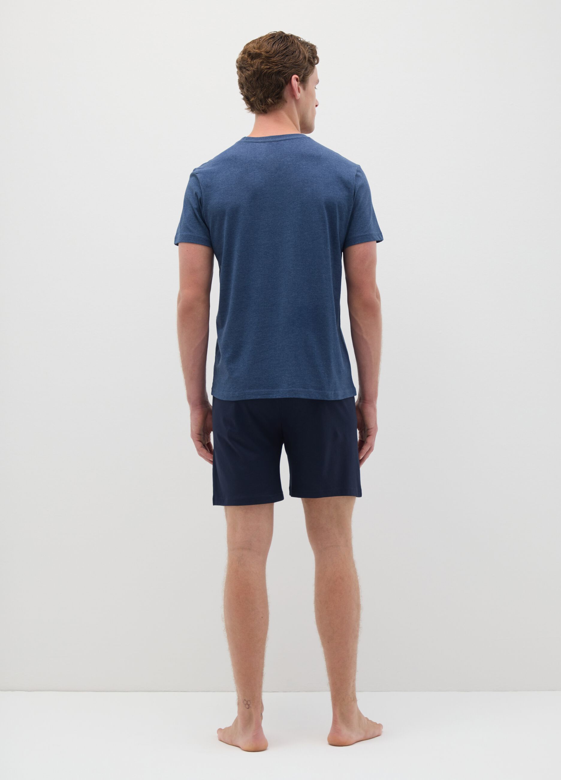 Blue cotton blend pyjamas, regular fit