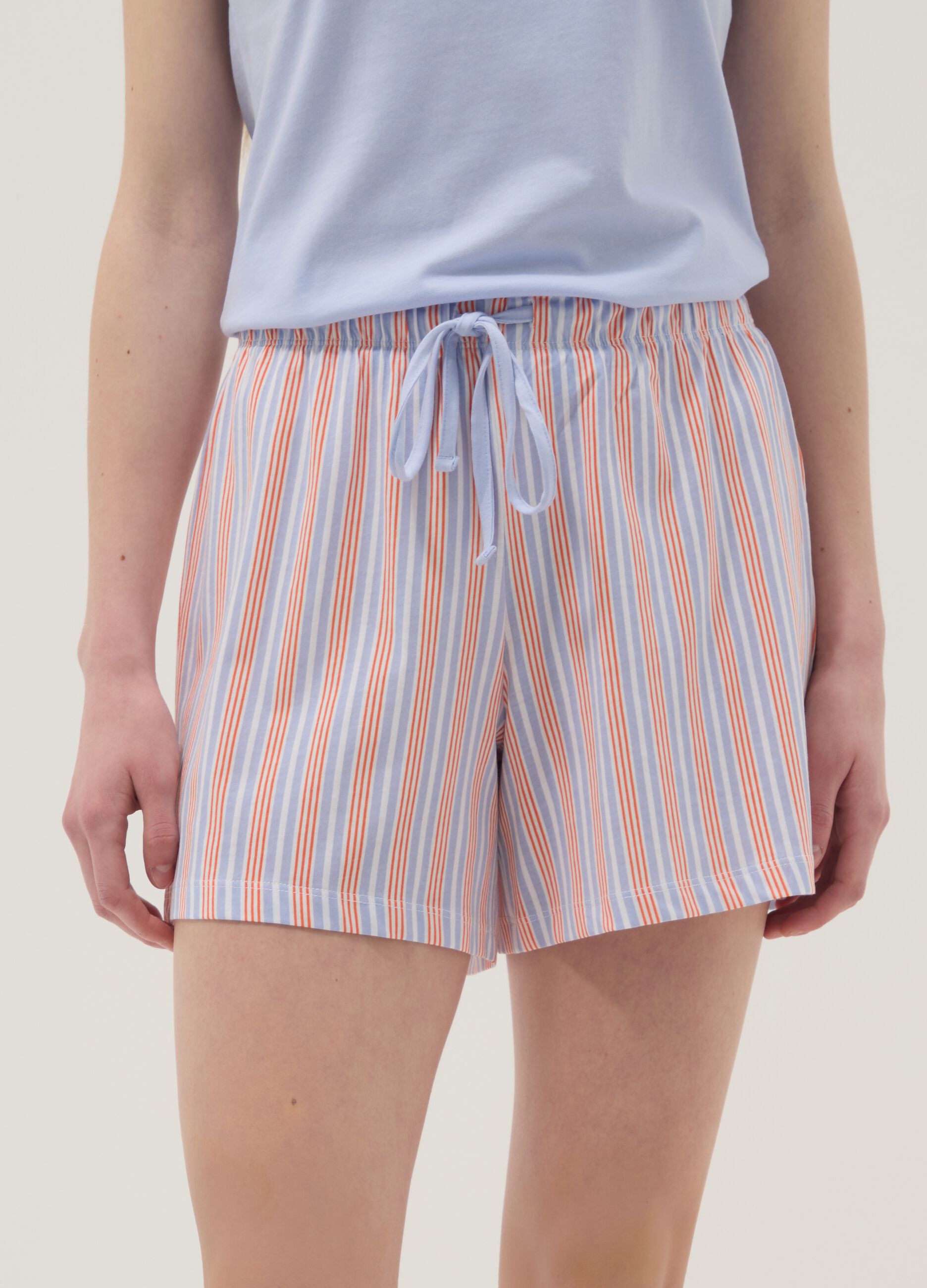 Multicolour pure cotton short pyjamas, regular fit, with prints