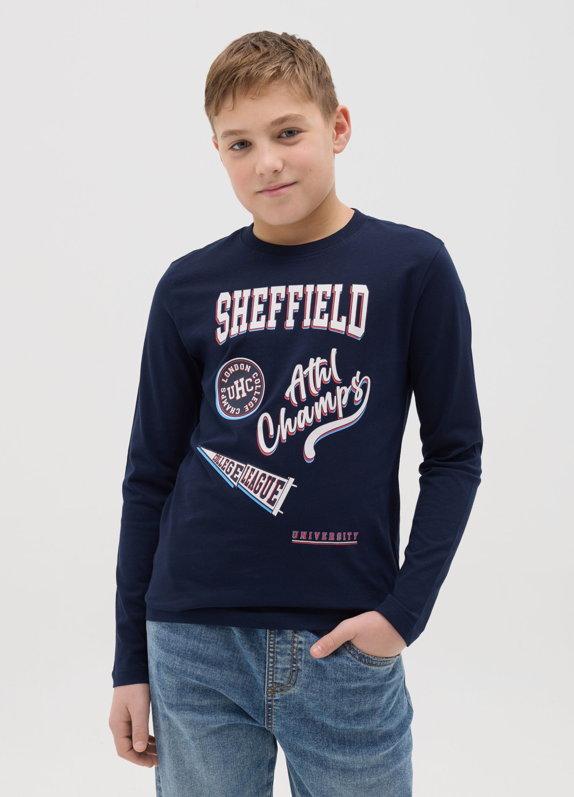 Long-sleeved T-shirt in cotton with print