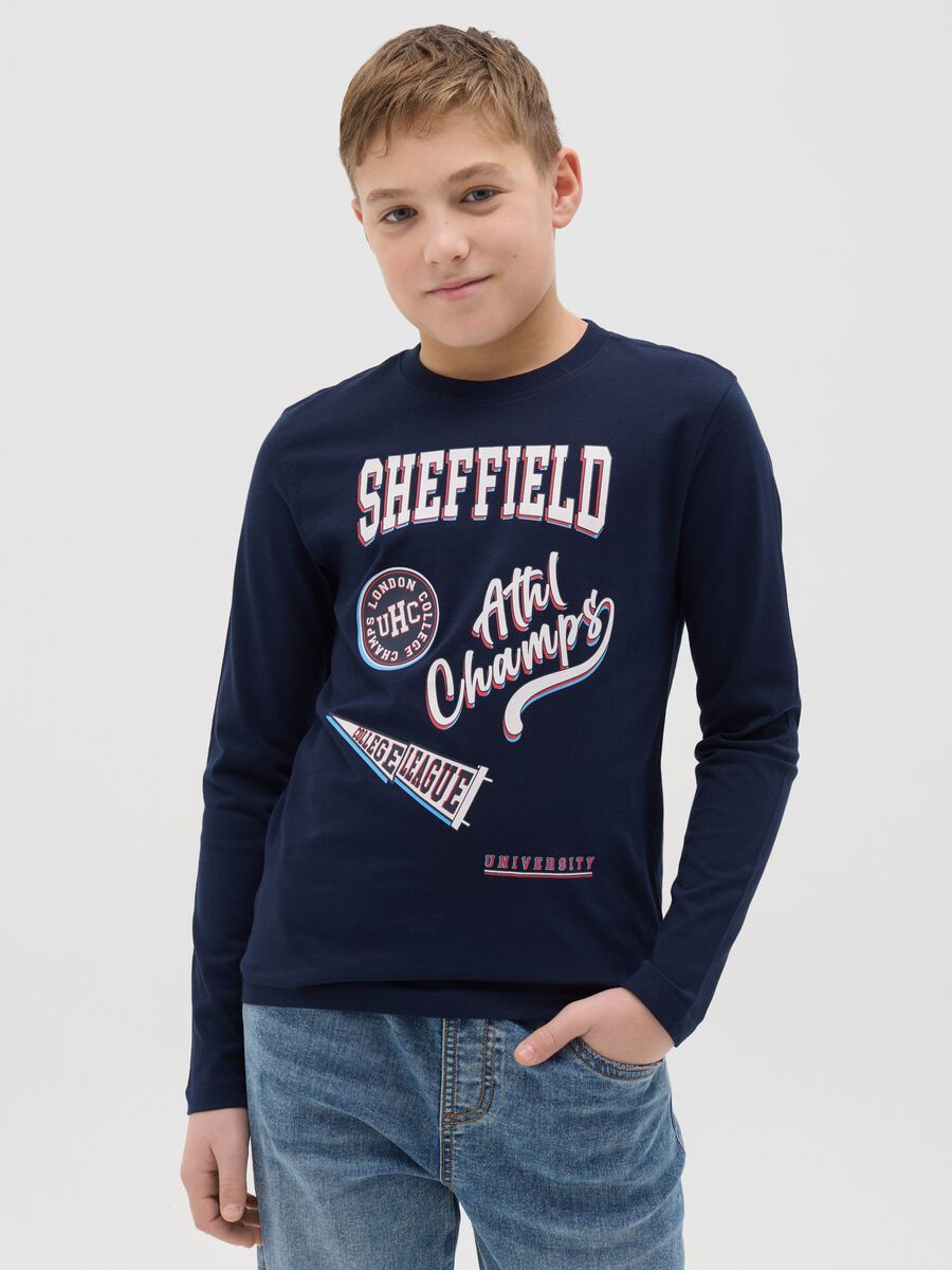 Long-sleeved T-shirt in cotton with print_0