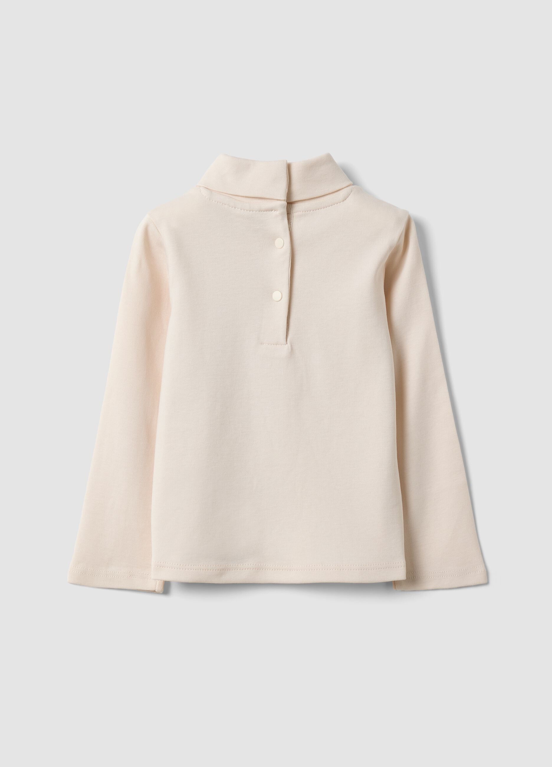 Beige pure organic cotton crew-neck top