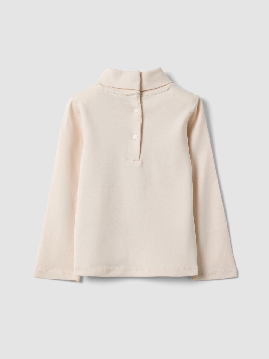 Maglia beige in puro cotone organico con girocollo_1