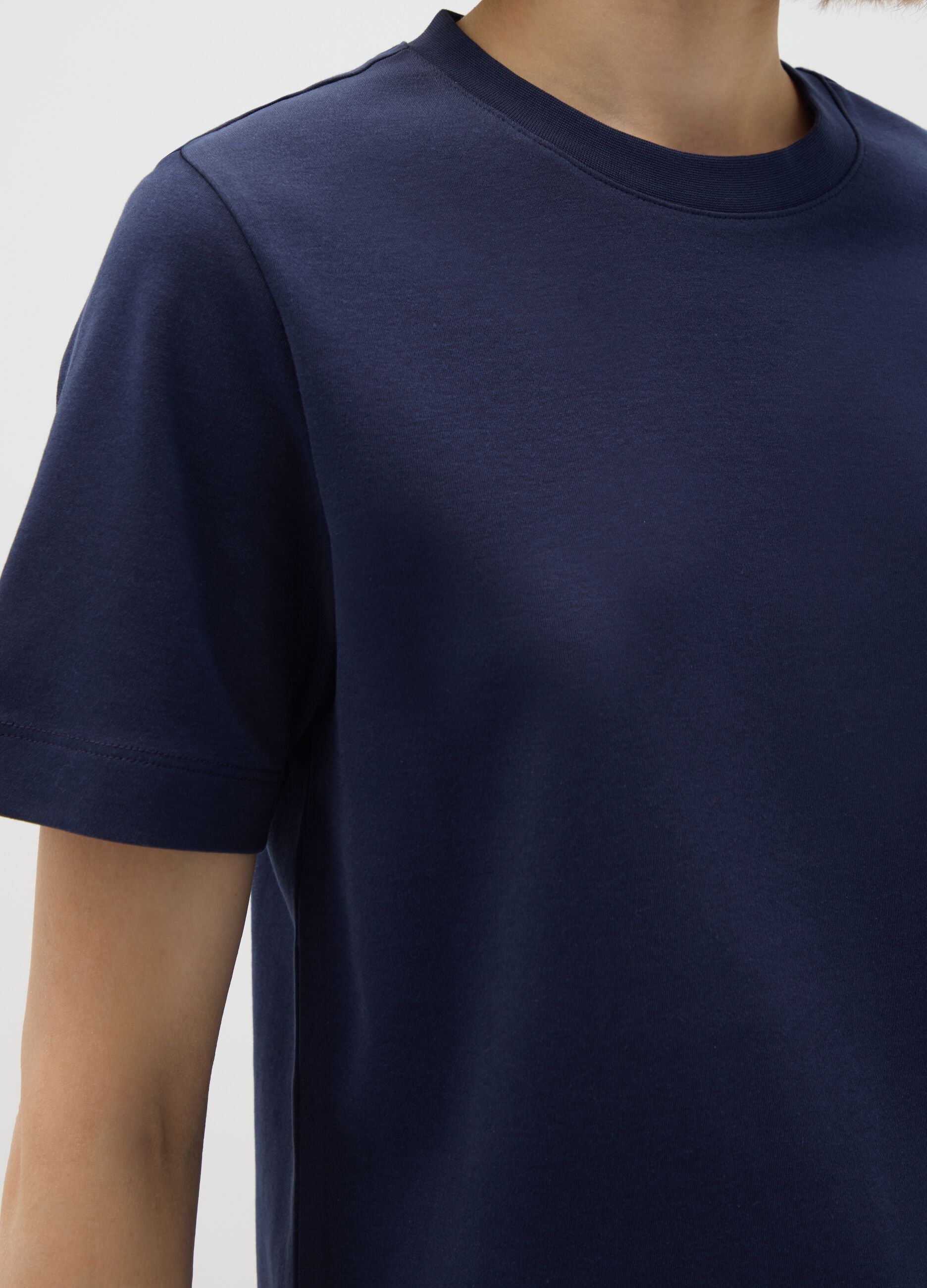Blue pure cotton regular fit T-shirt