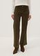 Pantaloni verdi flare in cotone e modal elasticizzato a coste_1