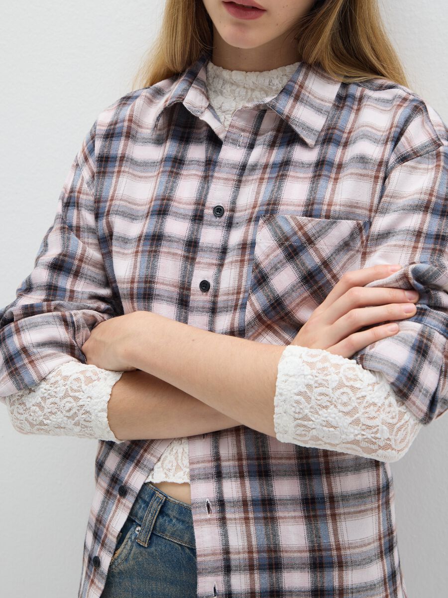 Pink flannel check shirt_3