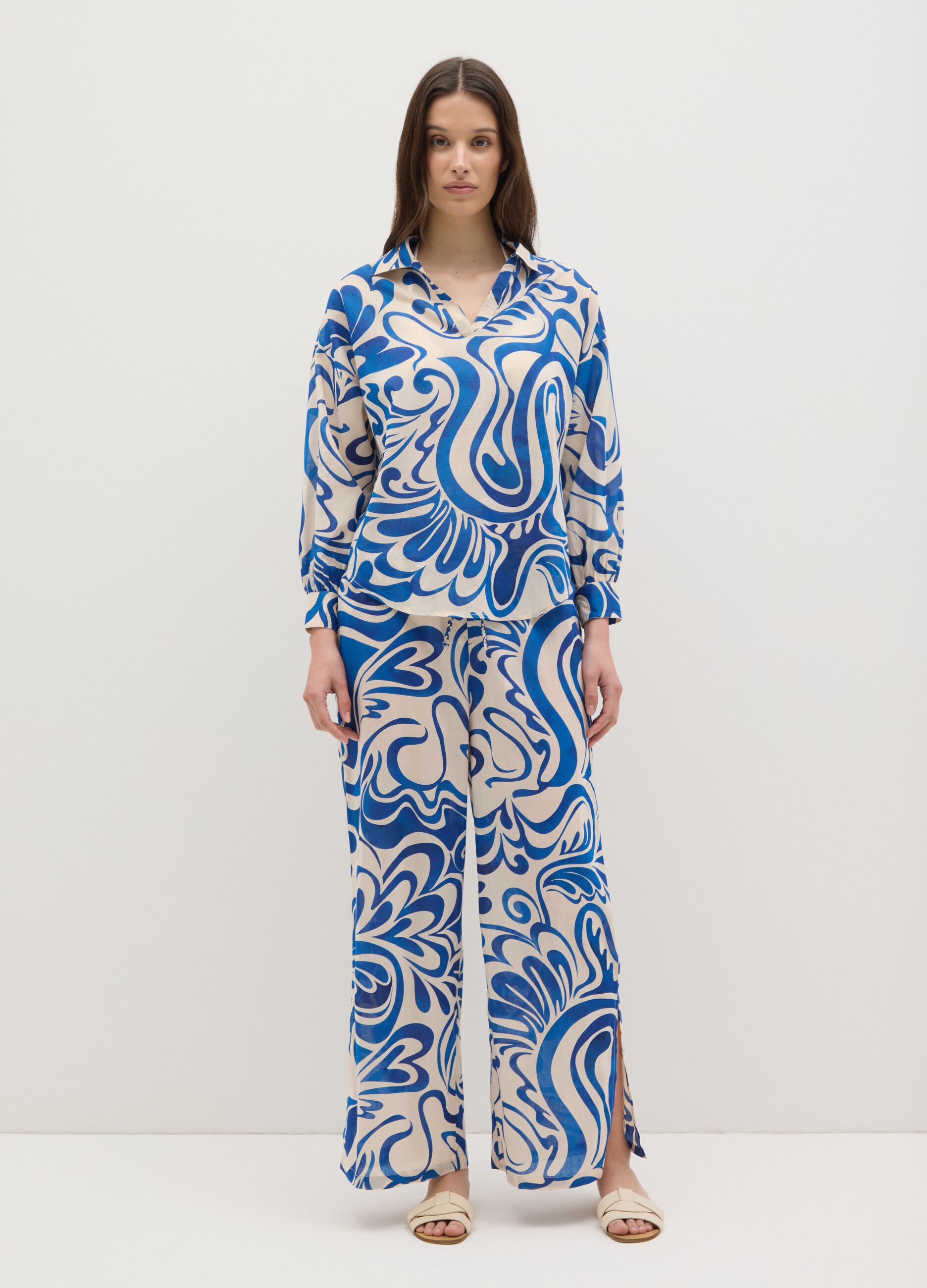 Ladies' ensemble in pure cotton multicolour regular fit