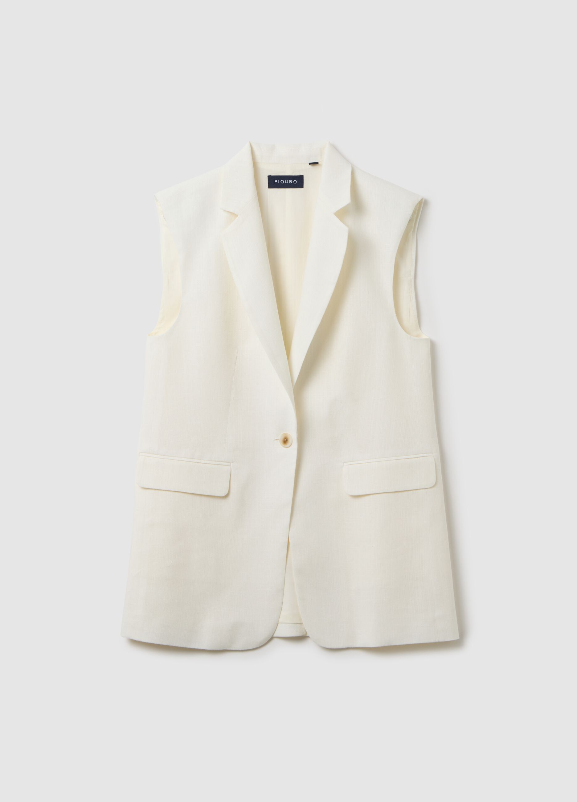 Gilet da donna in cotone e viscosa bianco regular fit