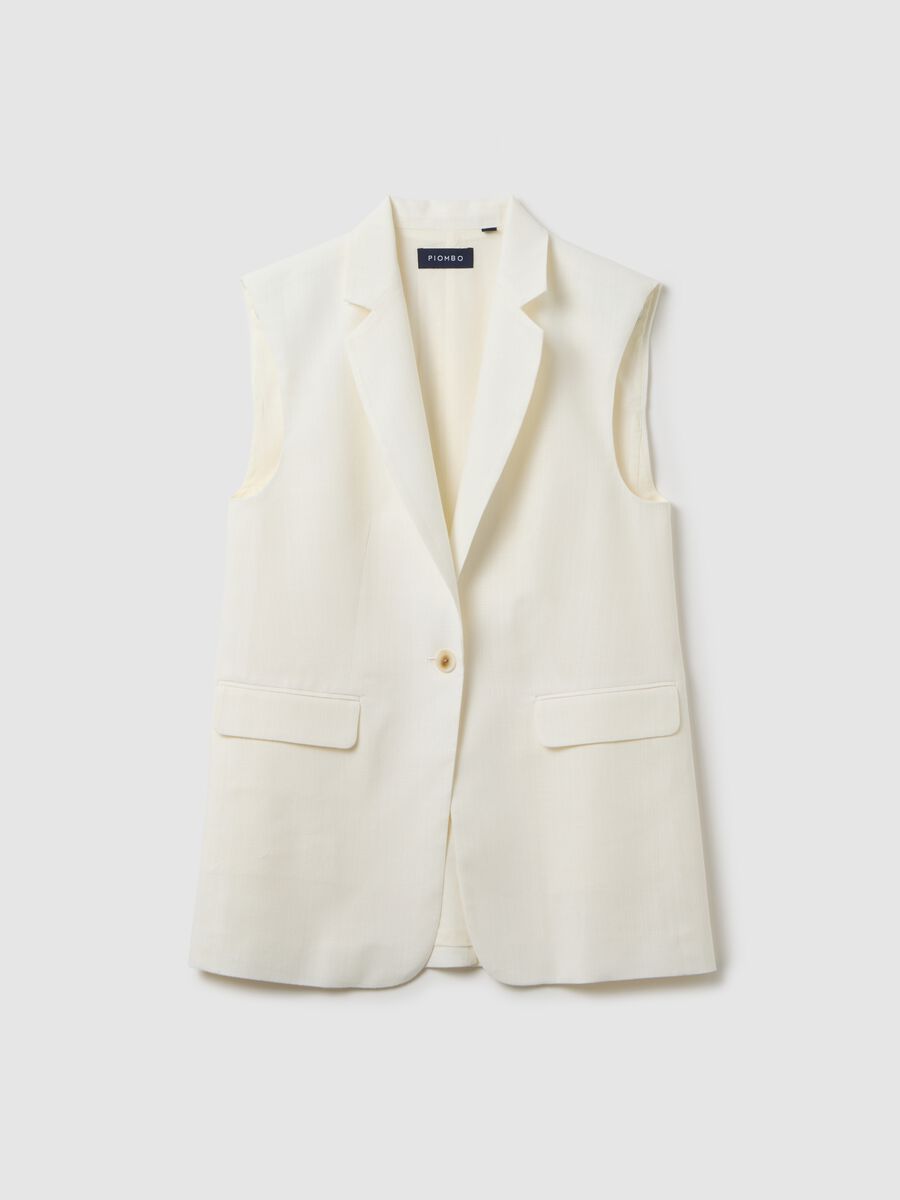 Women’s white long gilet in cotton and viscose blend_4