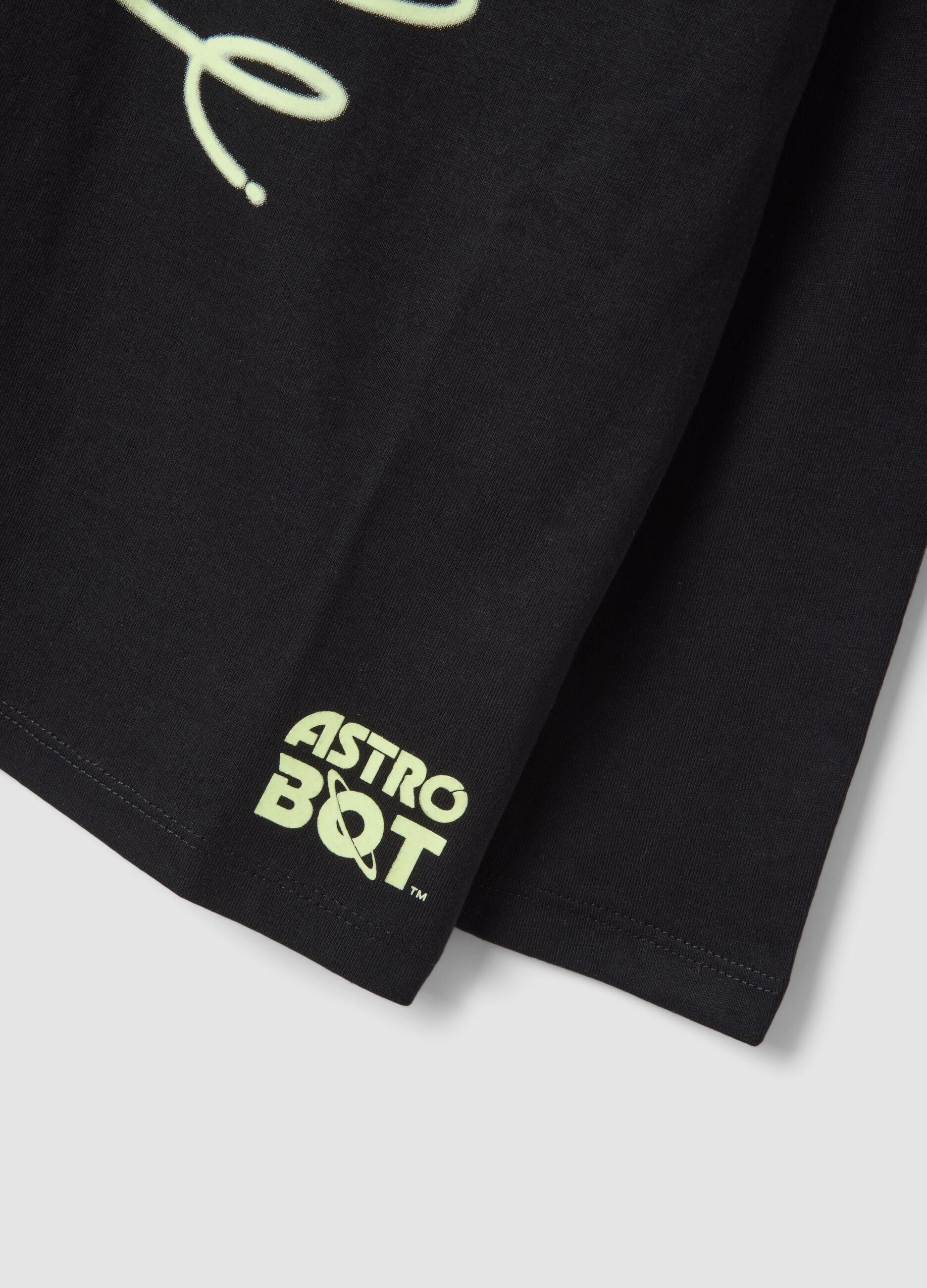 Black pure cotton T-shirt with Astro Bot print, relaxed fit