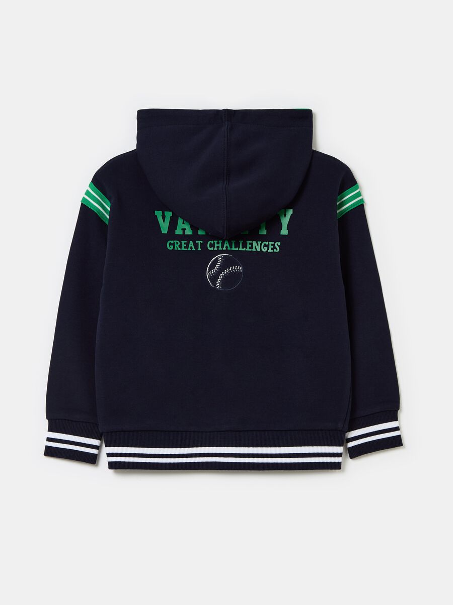 Full-zip sweatshirt with college print and striped edging_1