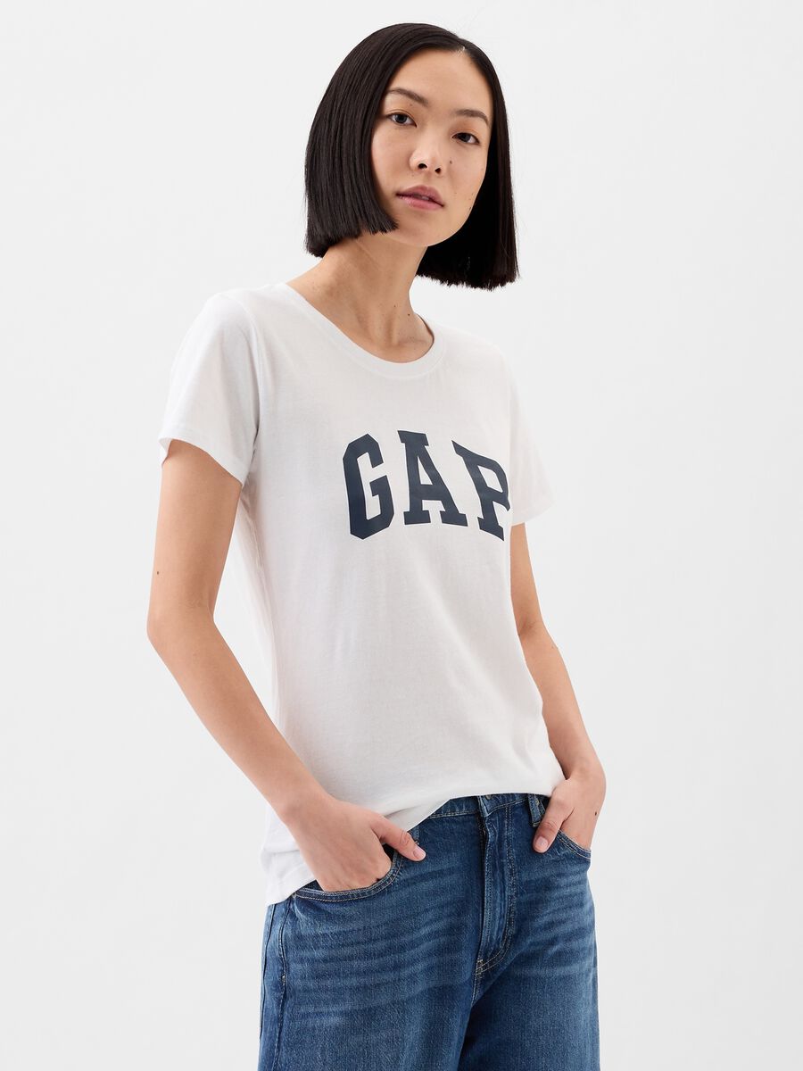 T-shirt bianca con logo GAP_0
