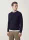 Maglia blu in misto cotone e cashmere girocollo_0
