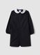 Black girls&rsquo; school apron with white collar and zip_0