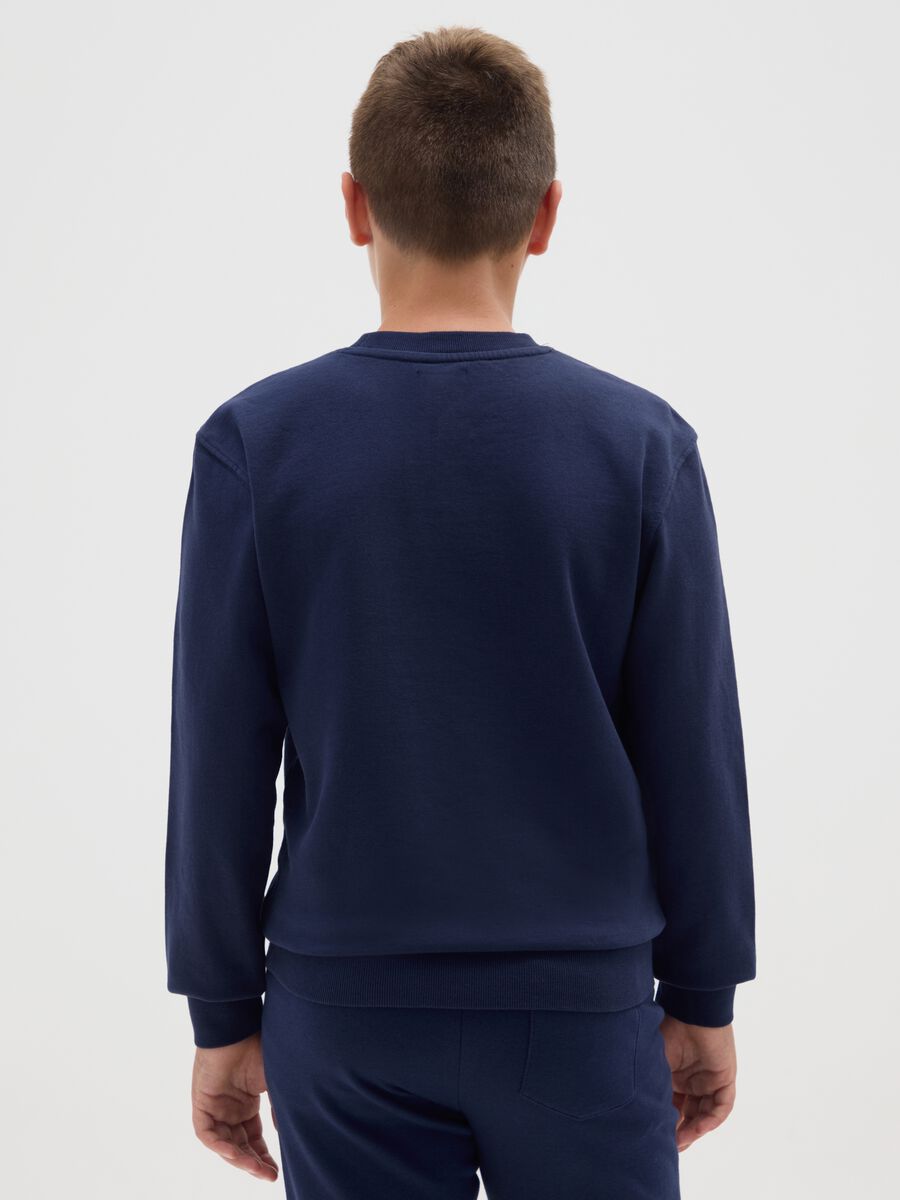 Felpa da ragazzo in puro cotone blu relaxed fit_1