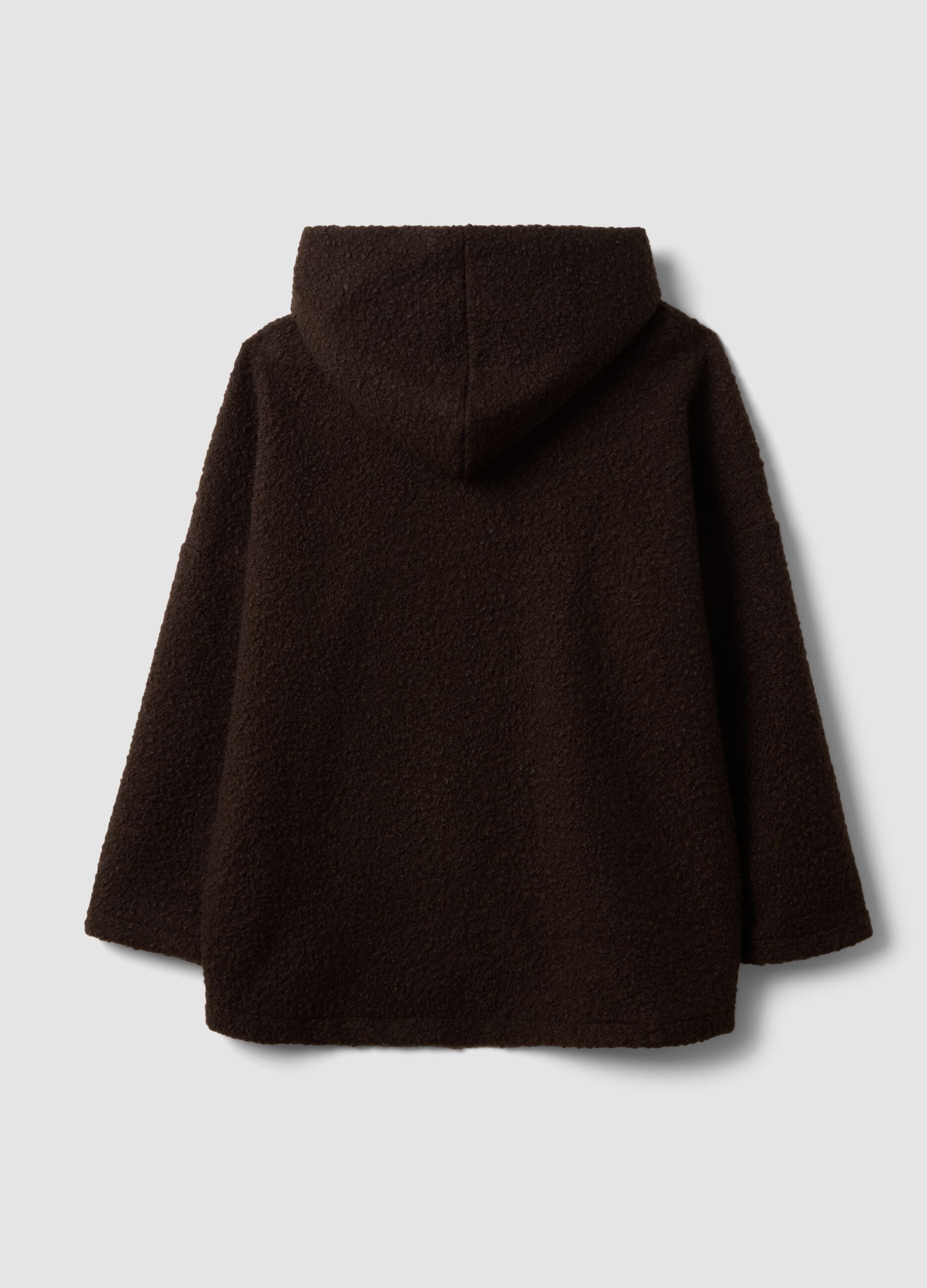 Brown regular-fit coat with hood and buttons