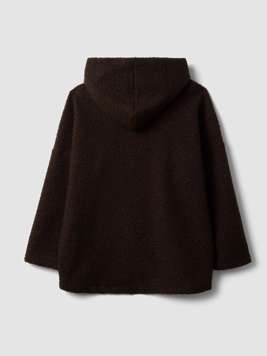 Cappotto marrone regular fit con cappuccio e bottoni_2