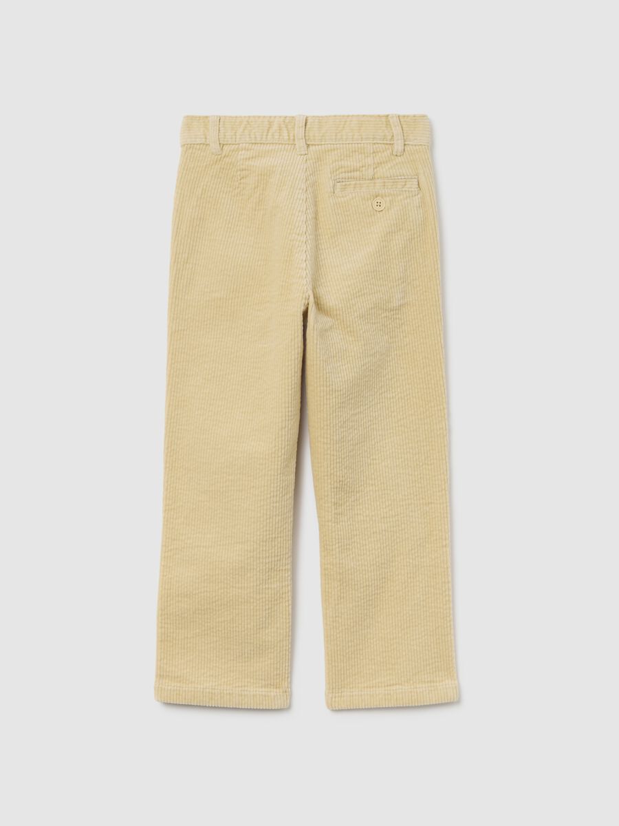 Children's beige trousers in stretch cotton and regular fit velvet_1