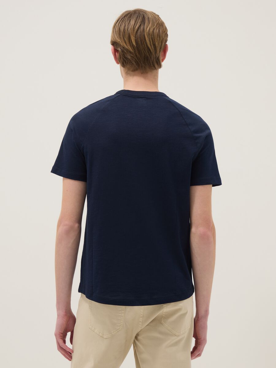 Regular fit blue pure cotton T-shirt_4