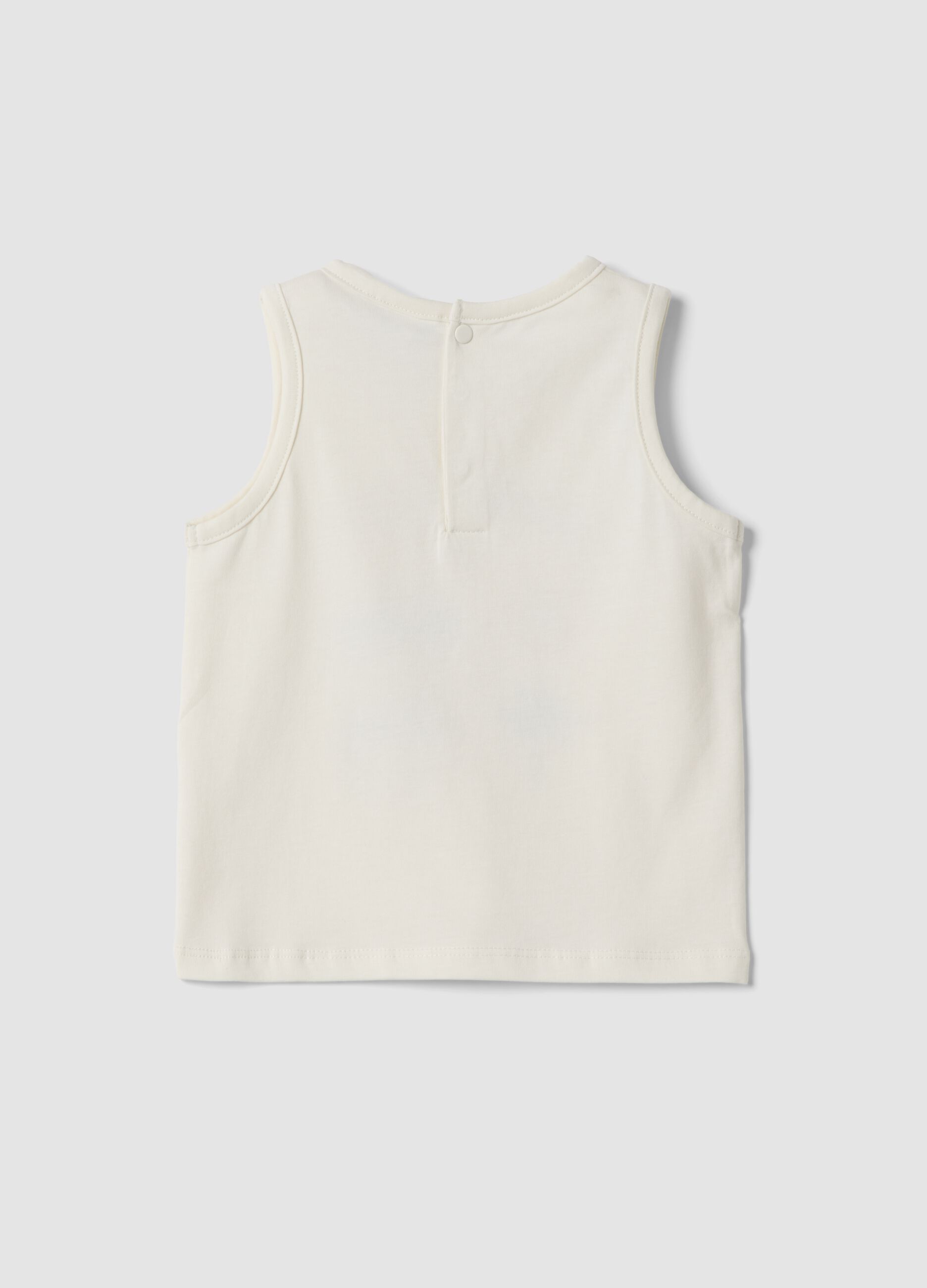 White organic cotton vest top with print