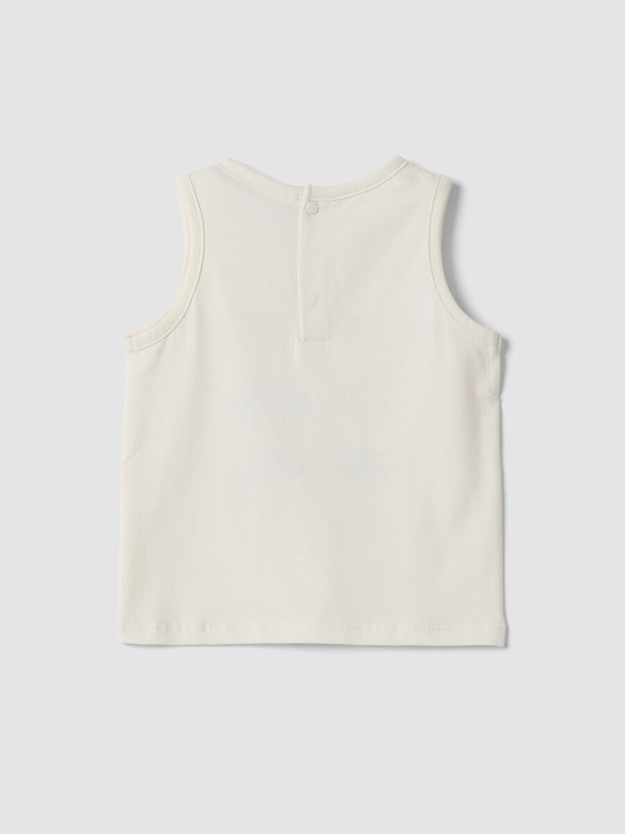 White organic cotton vest top with print_1