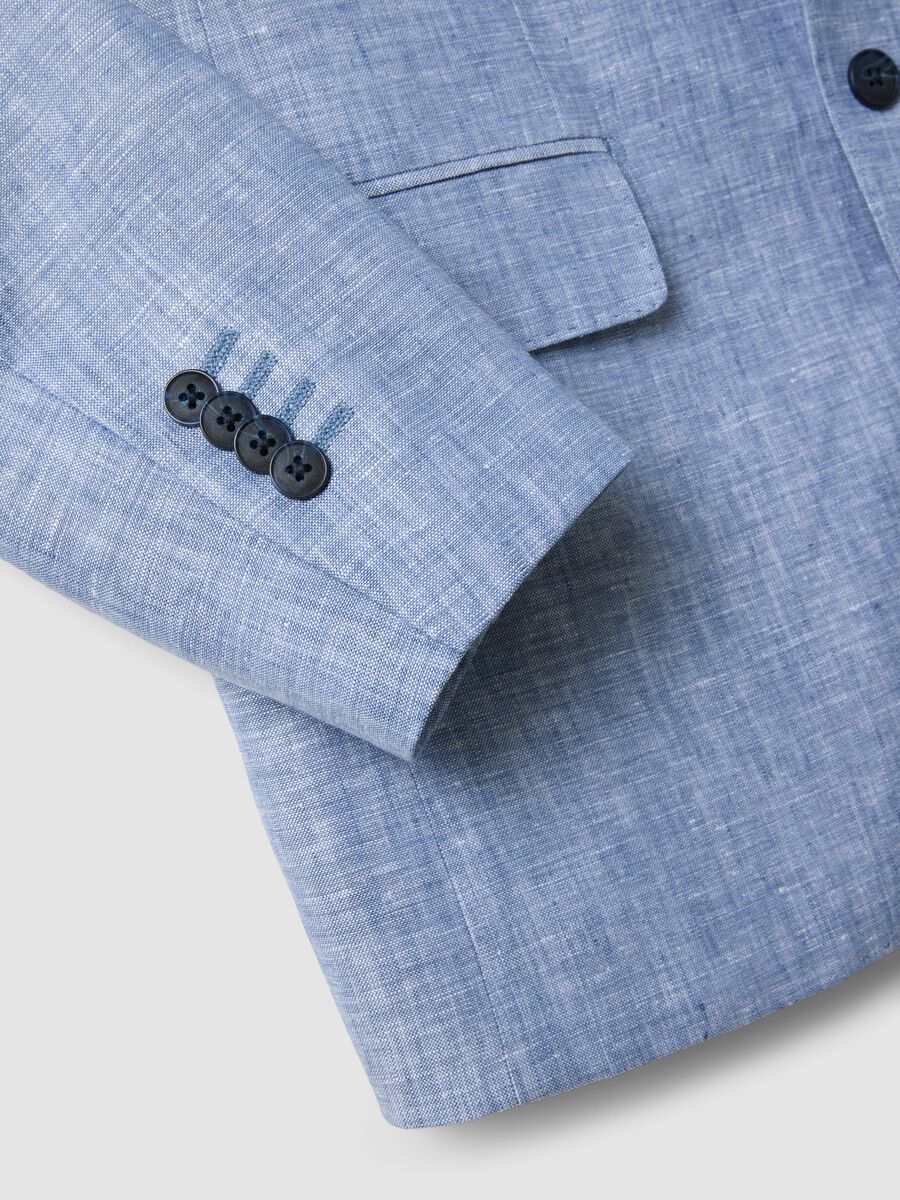 Sky-blue pure linen blazer_1