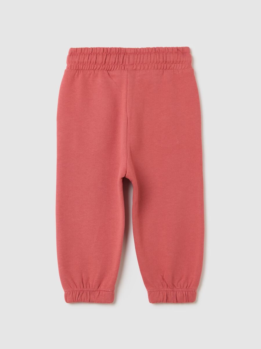 Girls' pink regular fit pure cotton joggers_1