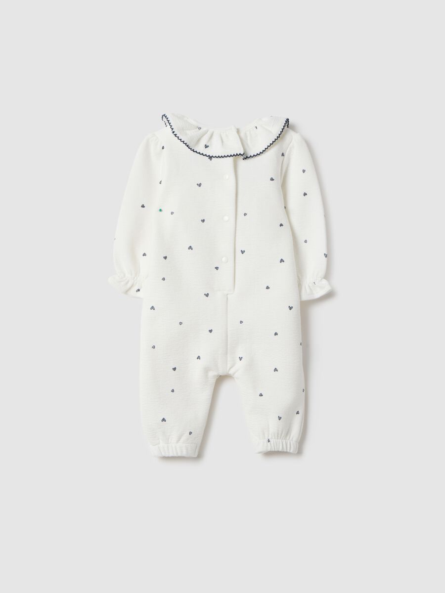 White cotton blend baby girl romper regular fit with frilled collar_1