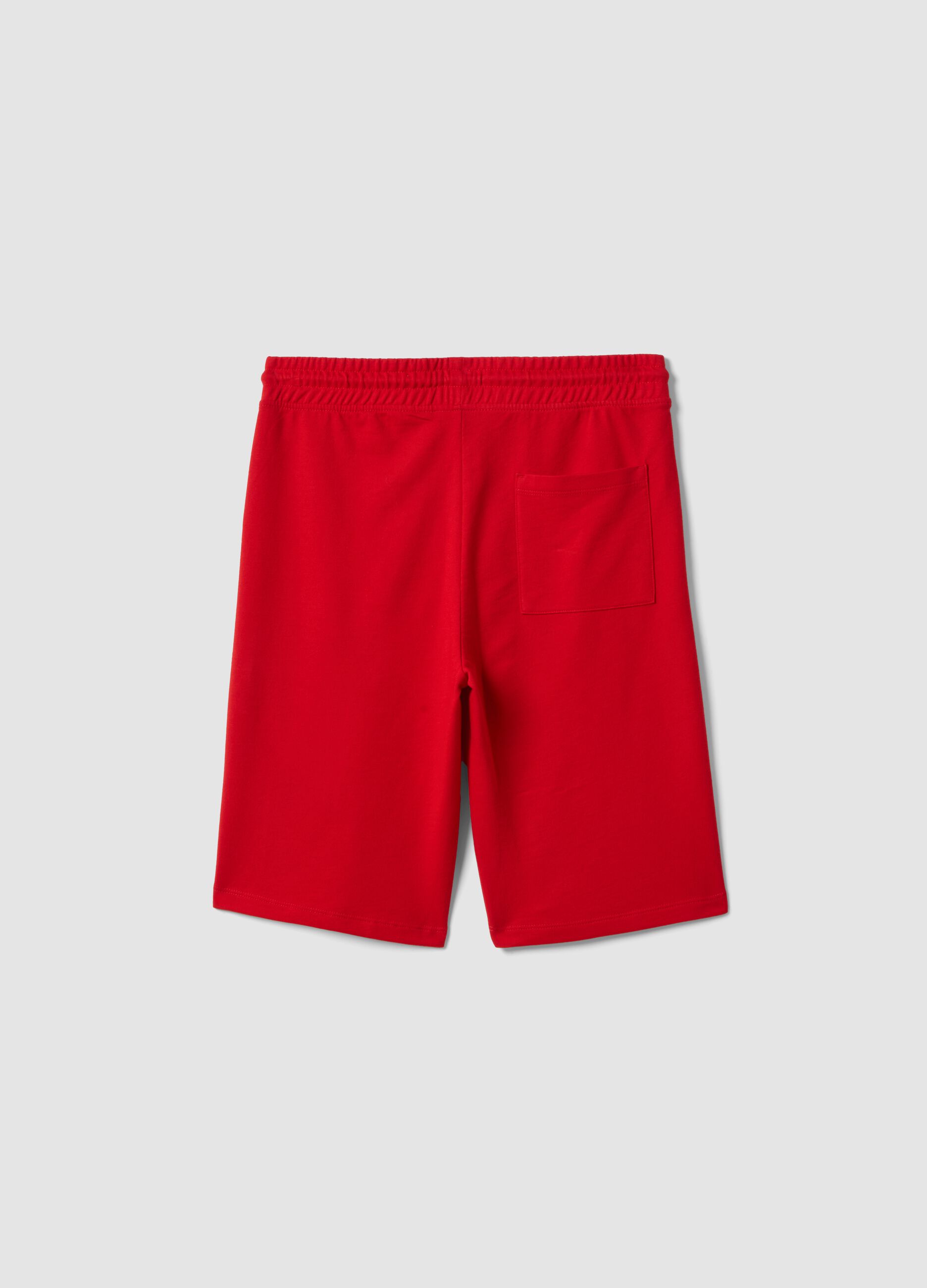 Boys&rsquo; red cotton-blend comfort-fit shorts