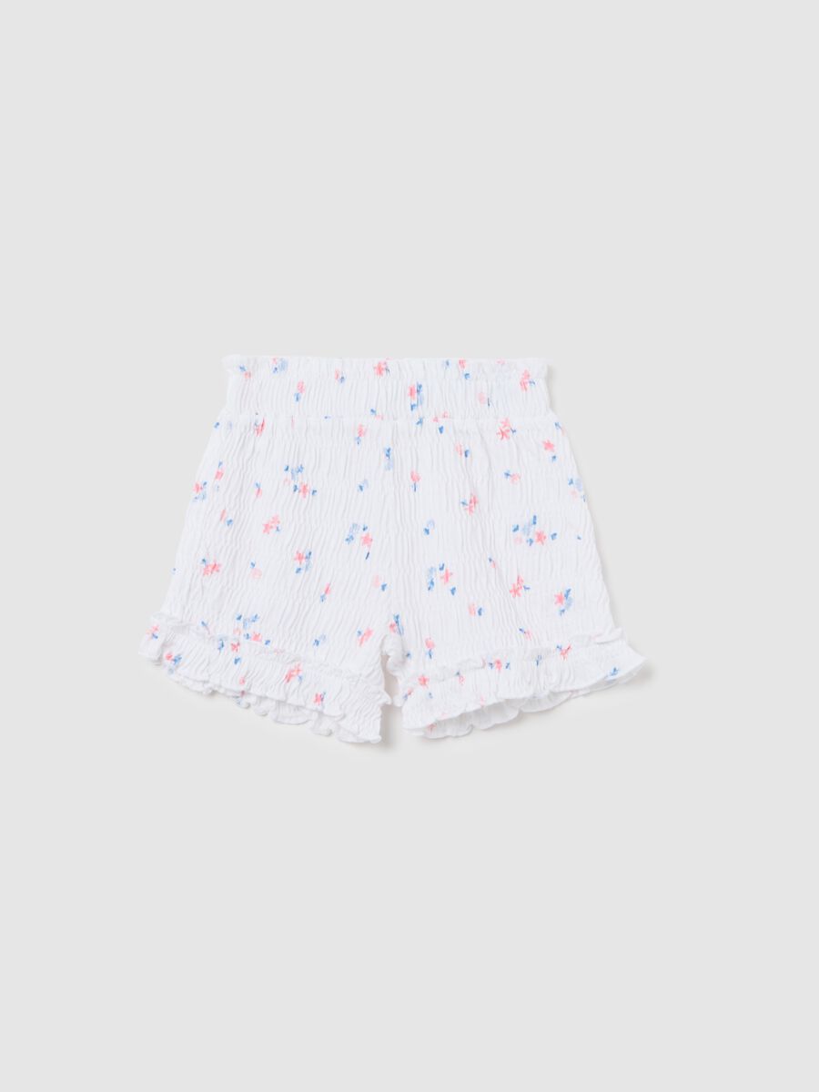 Girls’ shorts in white cotton blend with regular fit_0