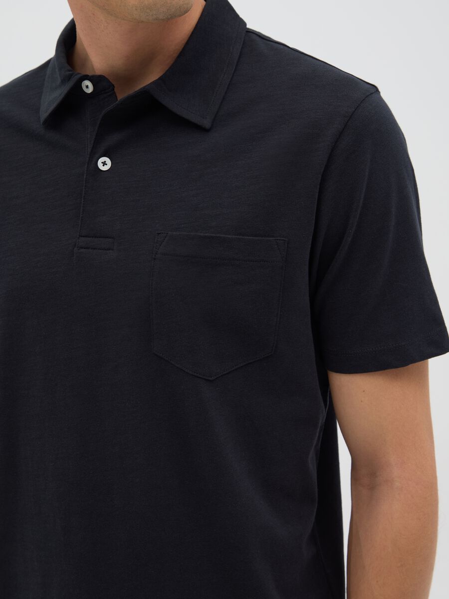 Men's black pure cotton regular fit polo_2