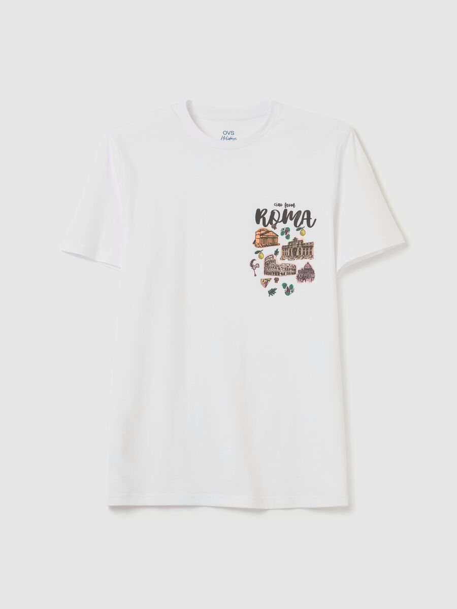 Cotton T-shirt with "Ciao from Roma" print_4