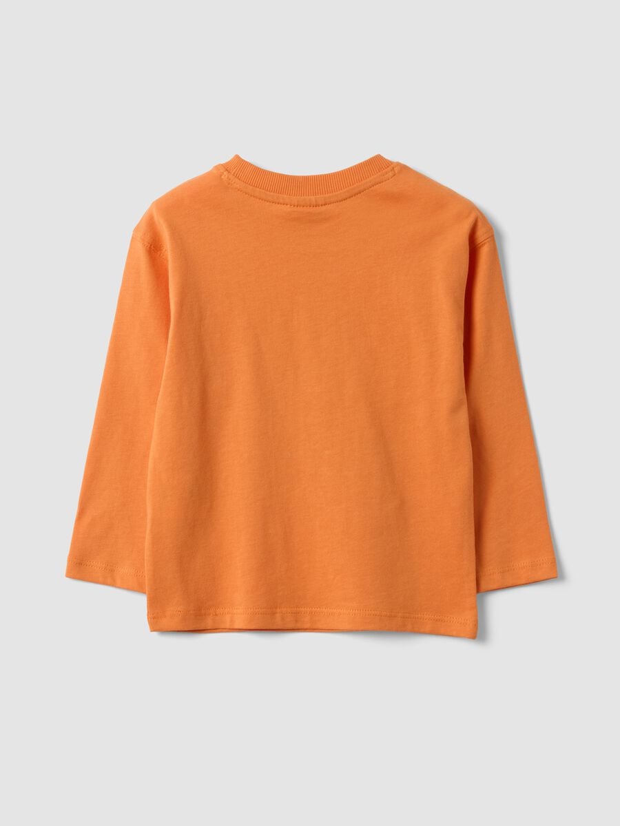 Orange oversized organic cotton jersey T-shirt with print for boys_1
