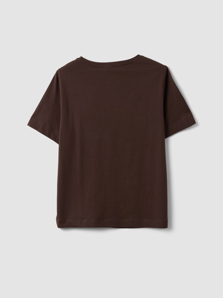 T-shirt marrone in puro cotone con stampa floreale regular fit_5