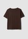 Brown pure cotton T-shirt with floral print, regular fit_5