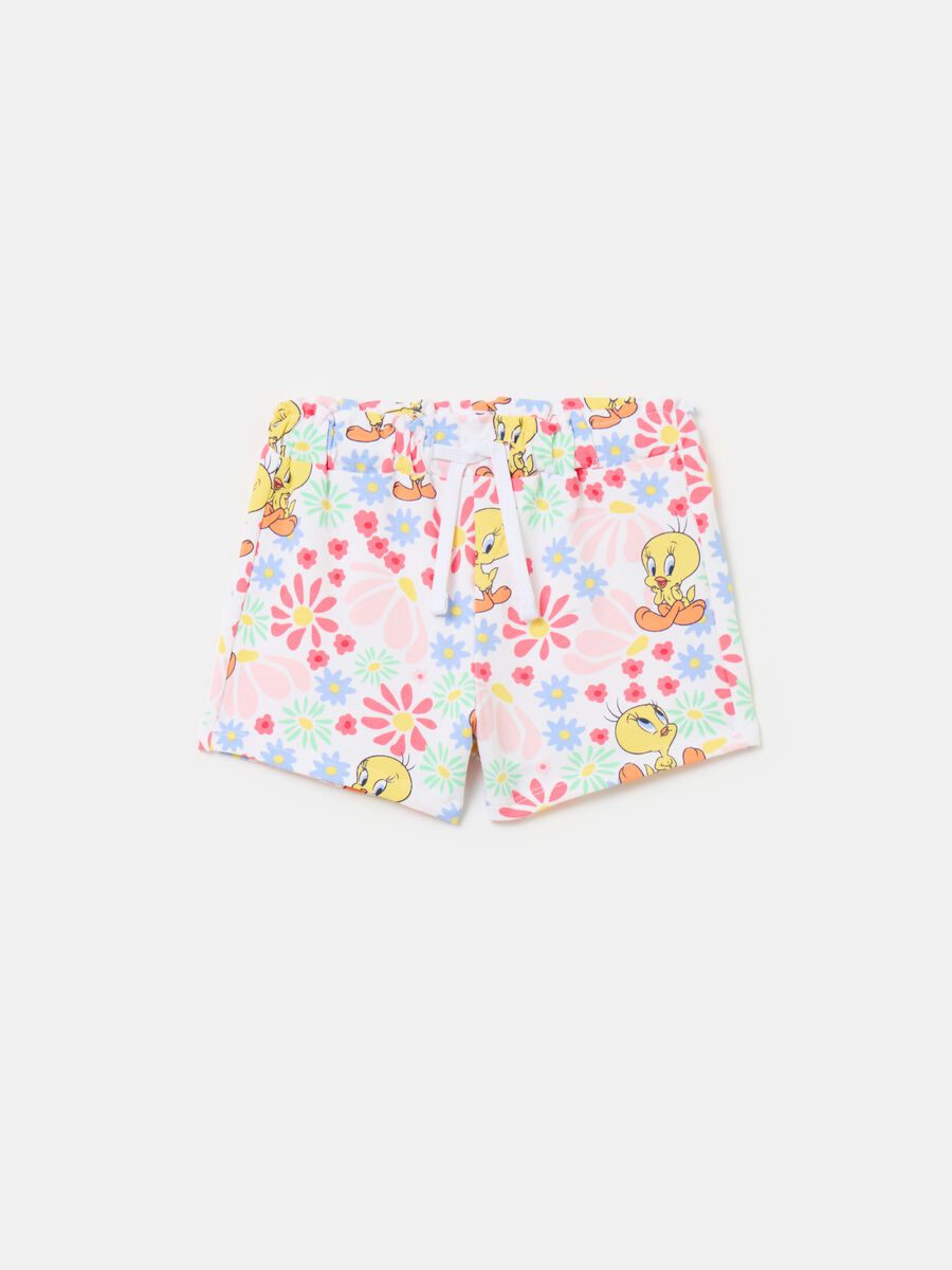 French terry shorts with Tweetie Pie print_0