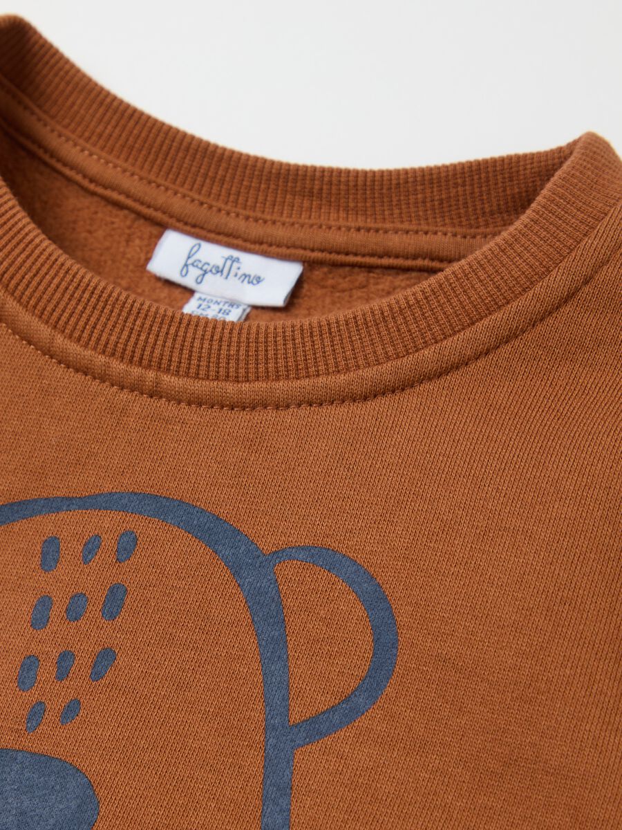 Cotton sweatshirt with teddy bear print_3