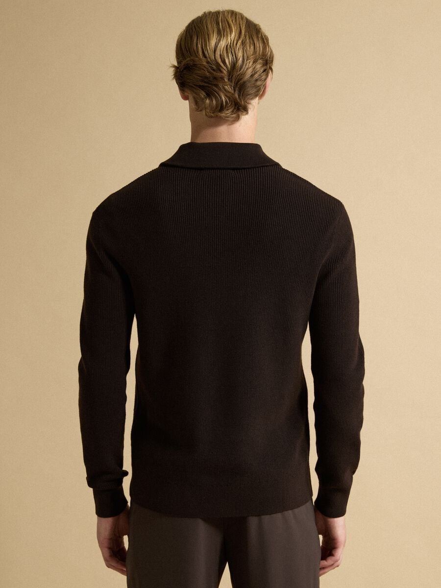 Brown cotton-blend half-zip jumper, regular fit_3