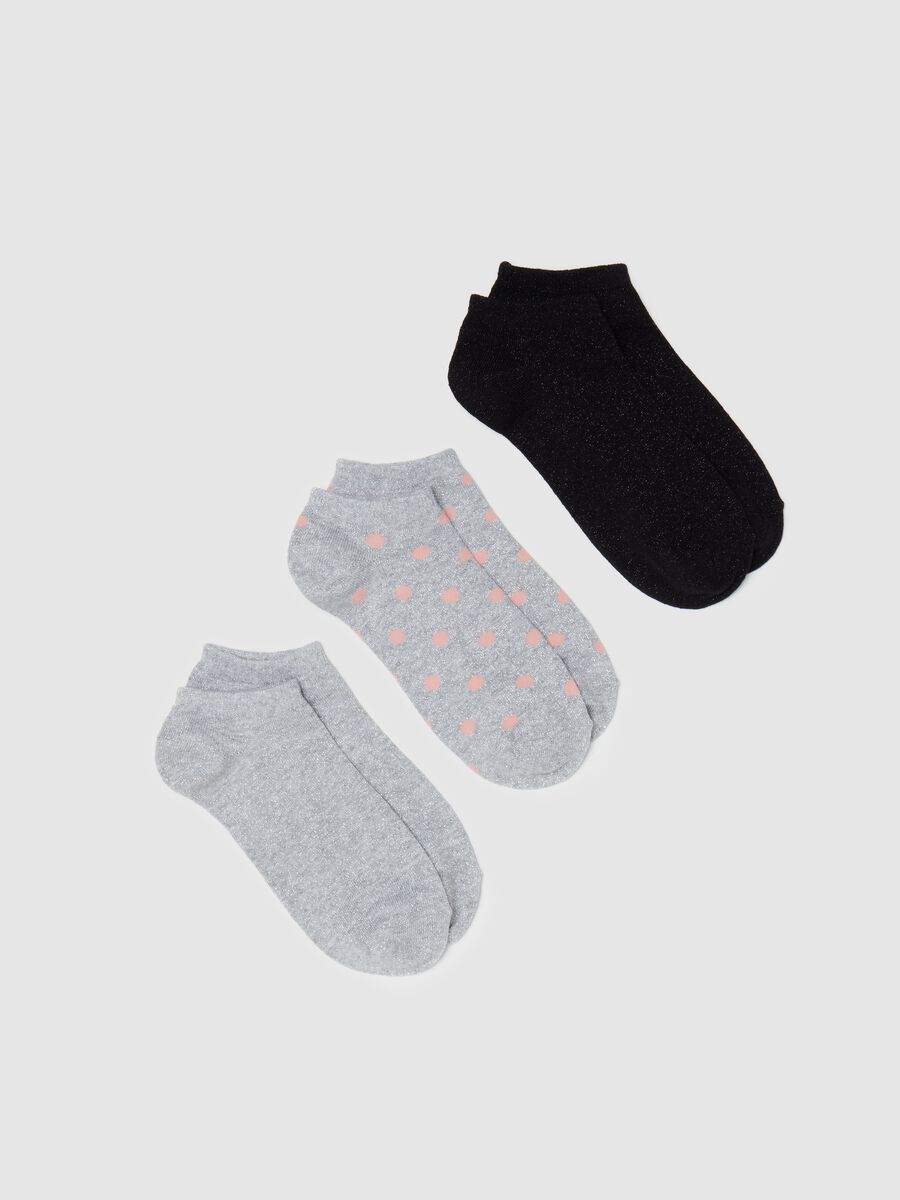 Three-pair pack sneaker liners in lurex_0