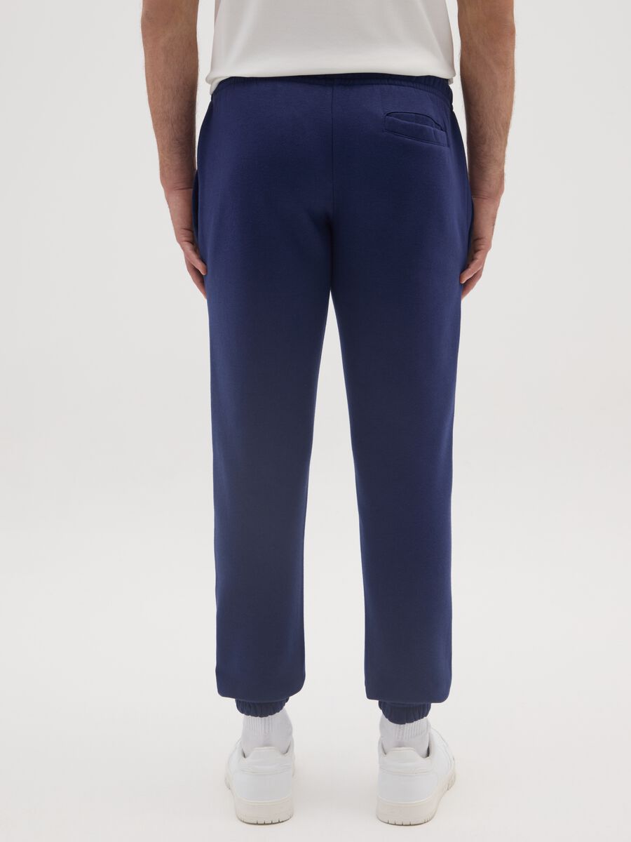 Blue cotton blend regular fit jogger with Bears logo_2