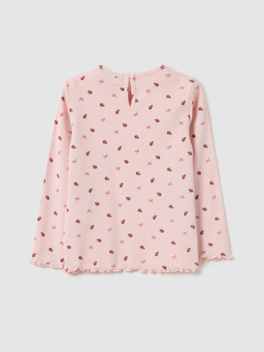 T-shirt da bambina in cotone elasticizzato rosa regular fit_1