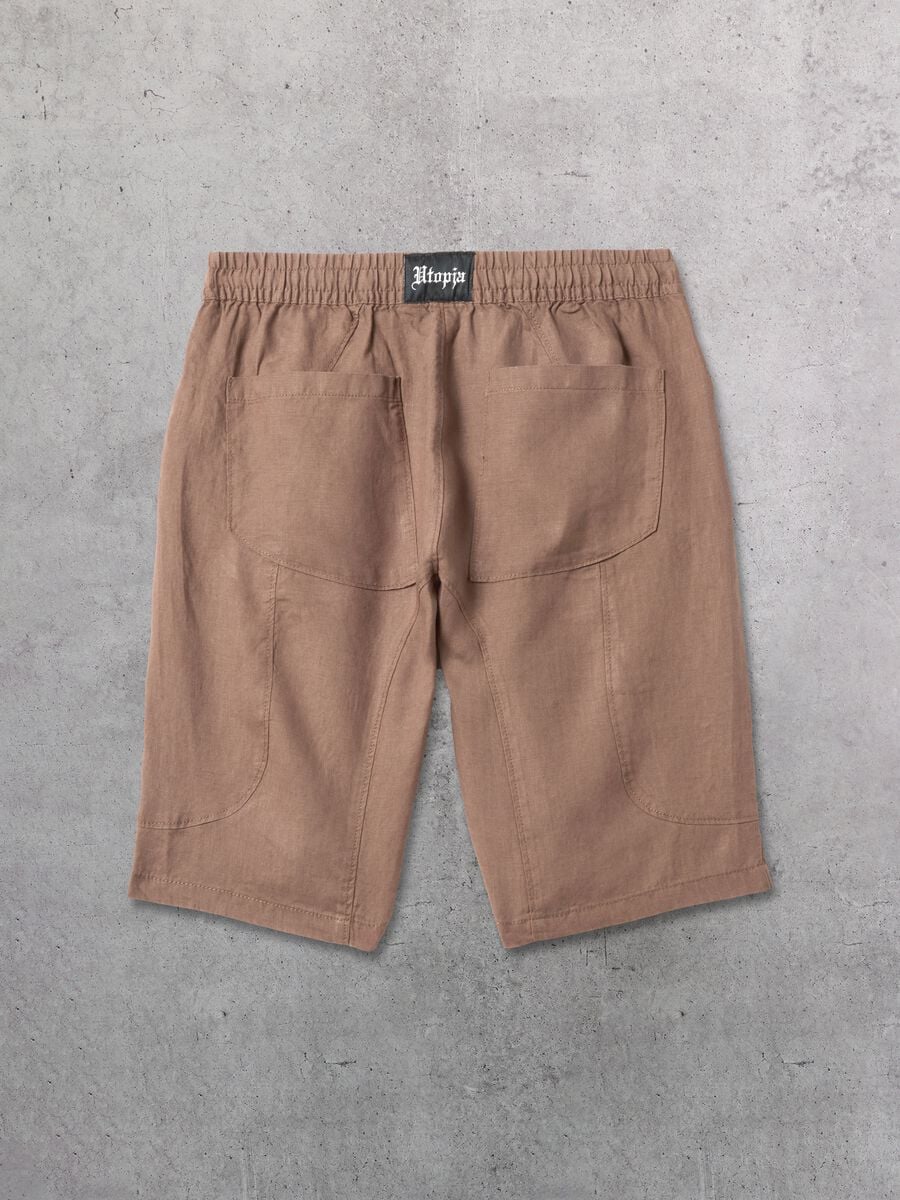 100% Linen Shorts Mocha_7