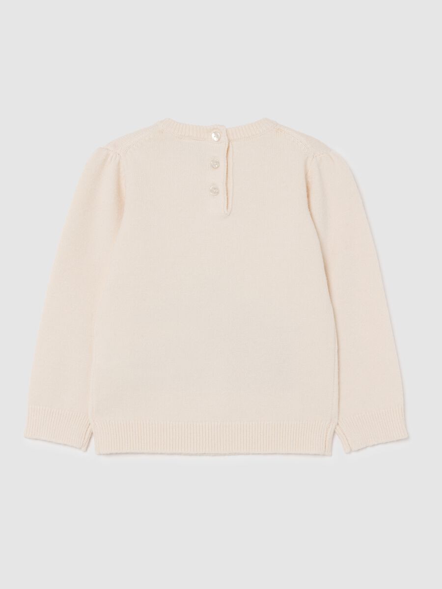 Maglione da bimba beige regular fit con ricami_1