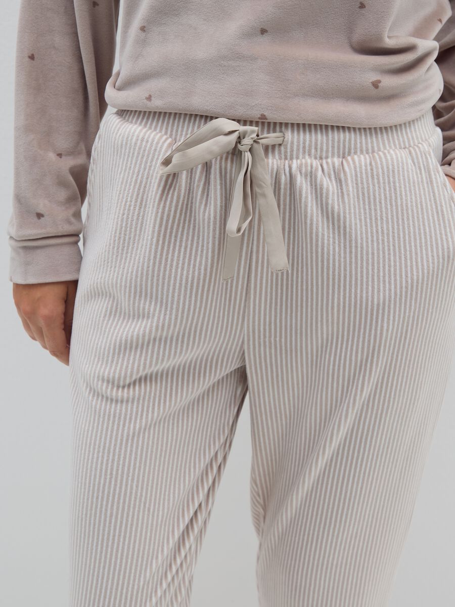 Pantaloni da pigiama beige regolabile in vita_3