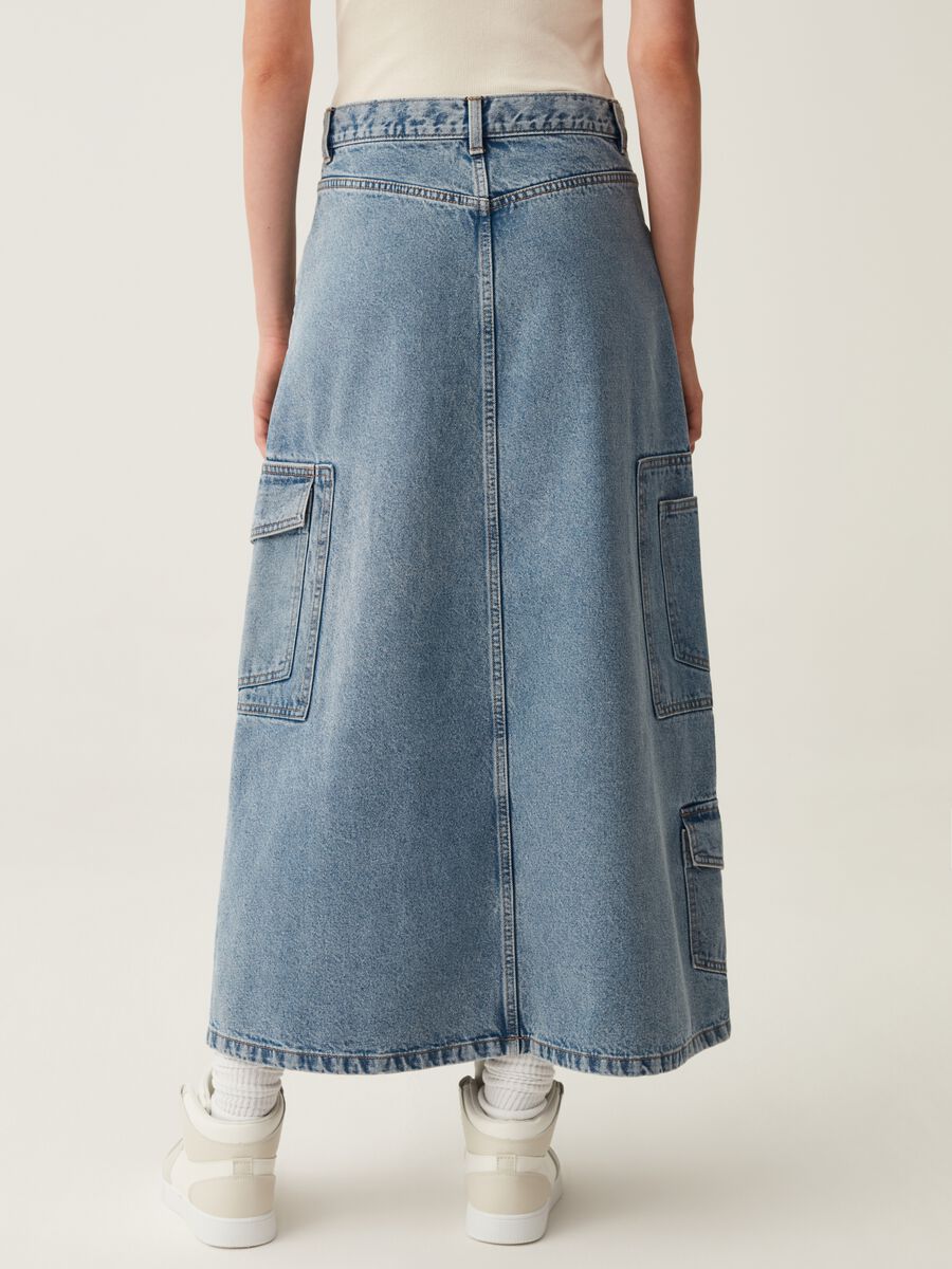 Gonna lunga cargo in denim_2