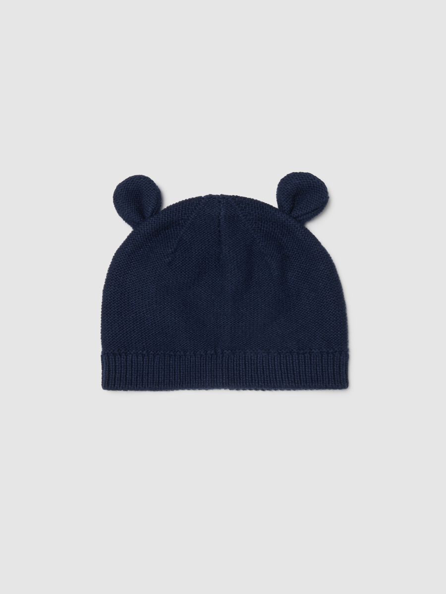 Pure Cotton Blue Baby Hat with Ears_0