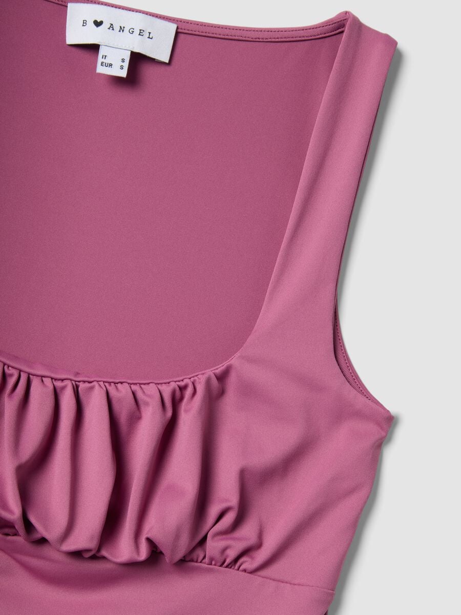 Pink regular-fit stretch tank top with pleats_5