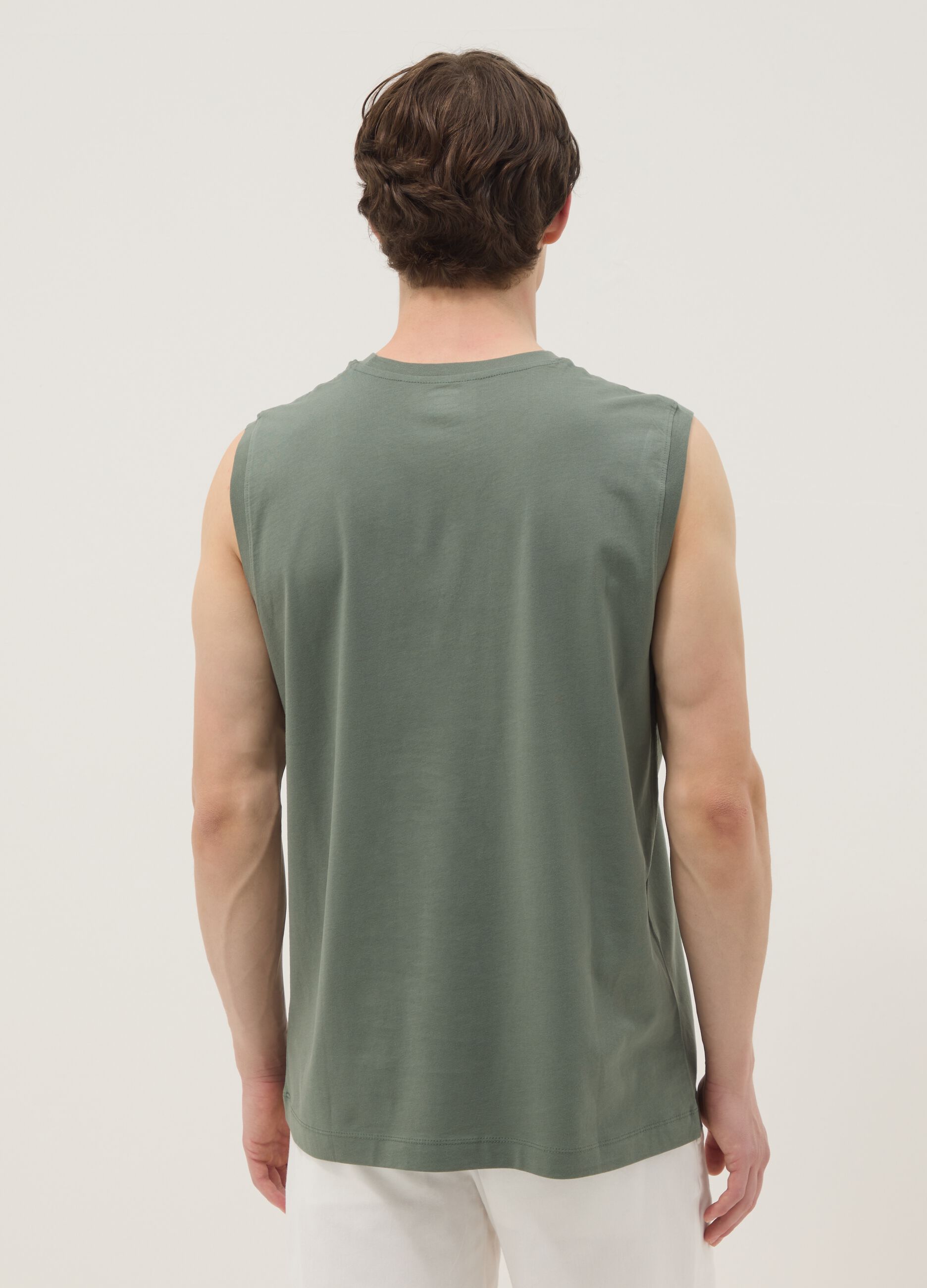 Green pure cotton tank top