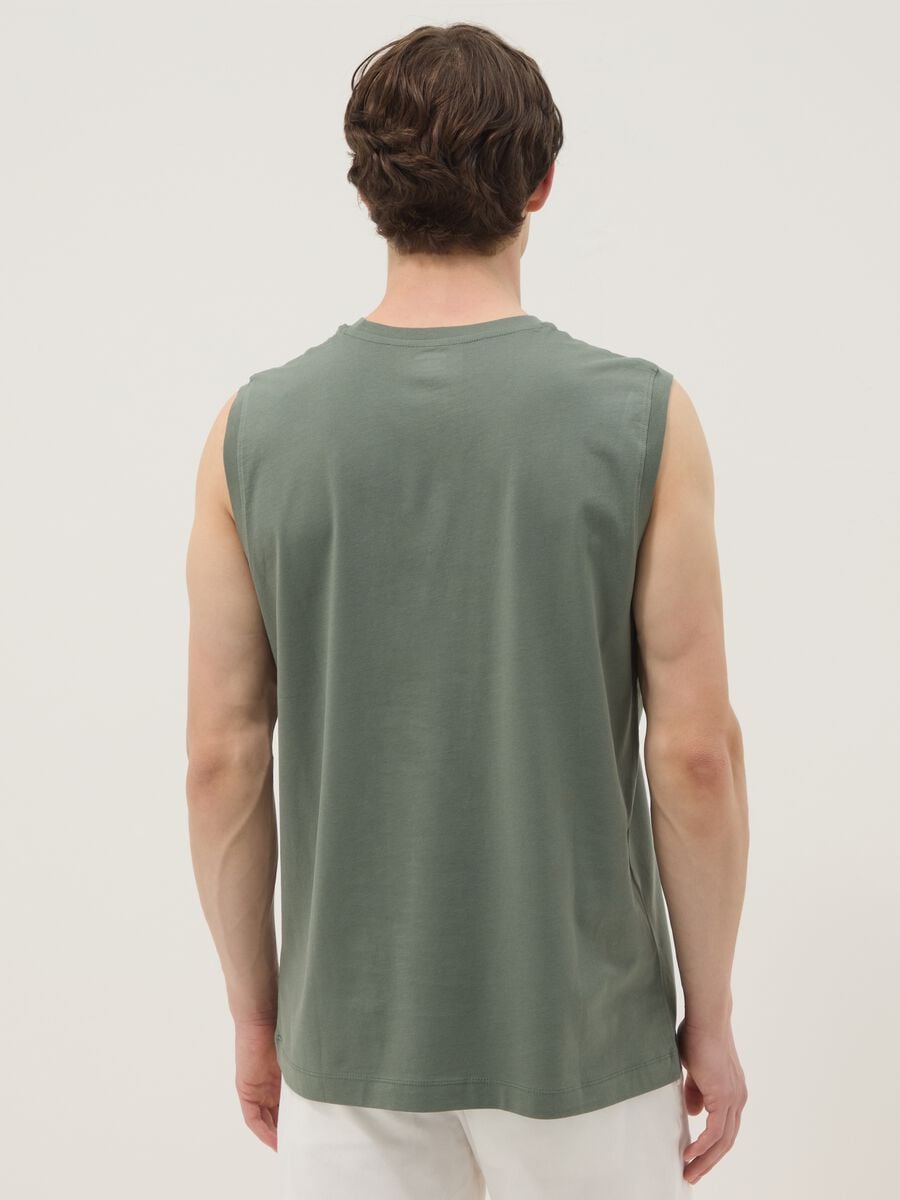 Canotta girocollo verde in puro cotone relaxed fit_3