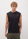Men&rsquo;s black regular-fit vest top in 100% cotton with embroidery_0